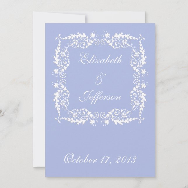 Classic Wedgewood Blue 2 Wedding Invitation (Back)