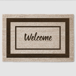 Classic Welcome Doormat   Rustic Brown Front Fiber Doormat