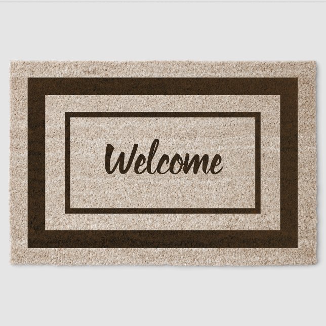 Classic Welcome Doormat | Rustic Brown Front Fiber Doormat (Front)