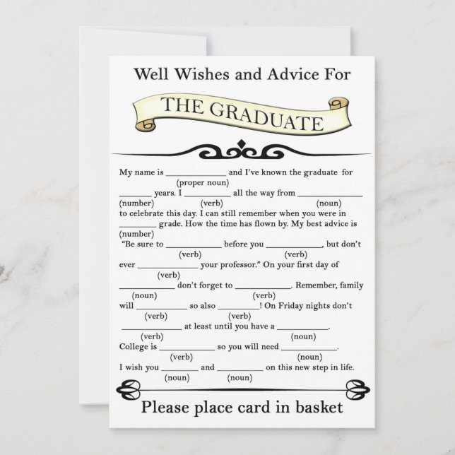 Classic Well Wishes and Advice for the Graduate Invitation (Front)