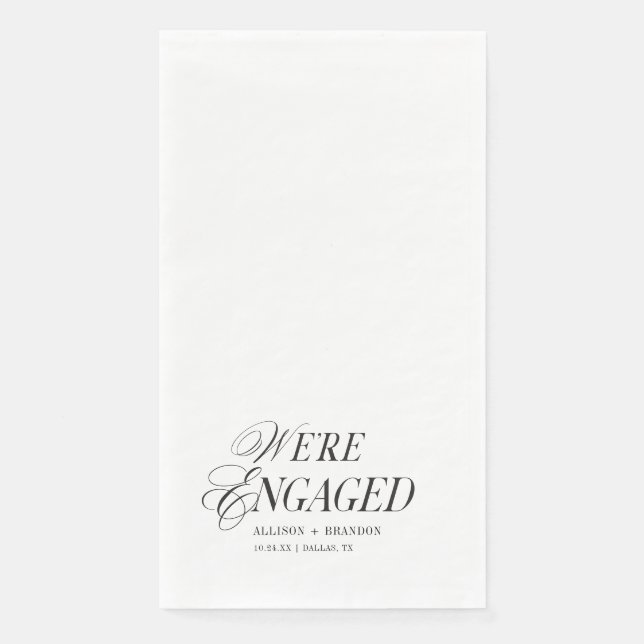 Classic We're Engaged Engagement Party Paper Guest Towels (Front)