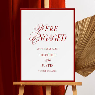 Classic We're Engaged Red Engagement Welcome Foam Board