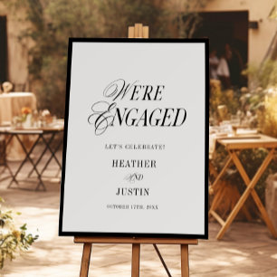 Classic We're Engaged Simple Engagement Welcome Foam Board
