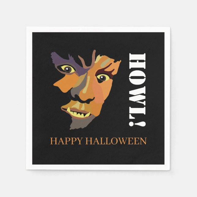 Classic Werewolf,  Happy Halloween Napkins (Front)
