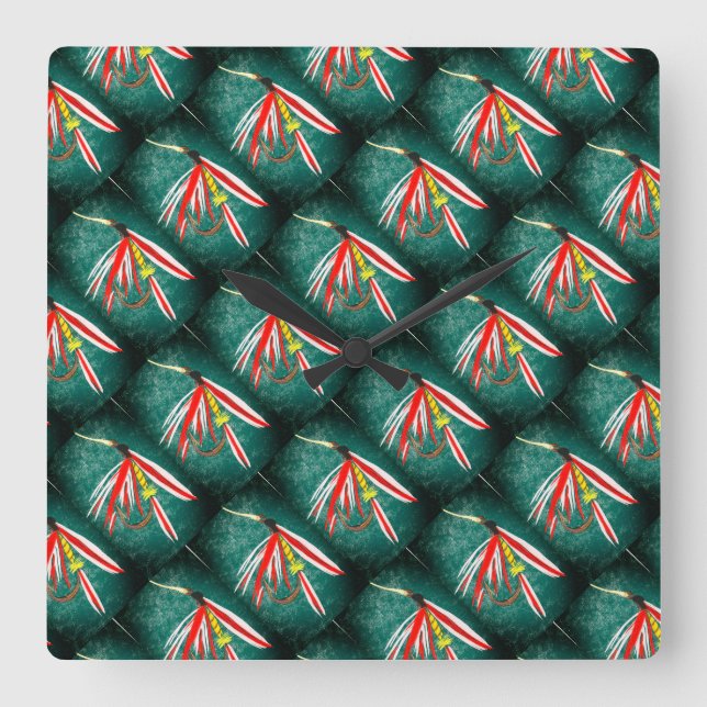 Classic wet fly pattern for trout and bass fishing square wall clock (Front)