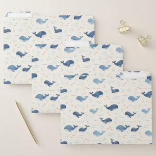 Classic Whales Pattern with Little Stars File Folder