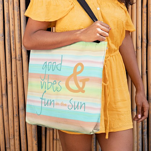 Classic Whimsical Pastel Watercolor Stripe Pattern Tote Bag