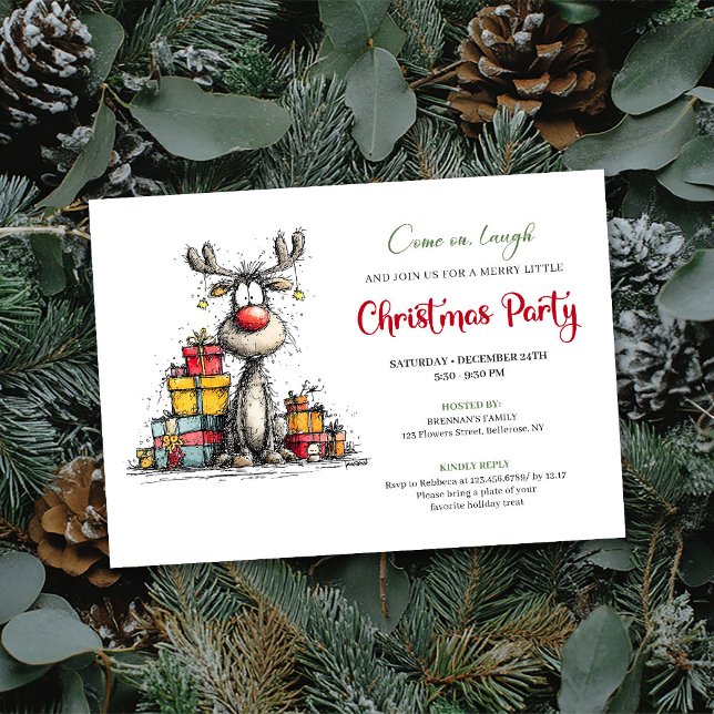 Classic whimsical reindeer Christmas party invite (Classic whimsical reindeer Christmas party invite

)