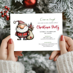 Classic whimsical Santa Christmas party invitation