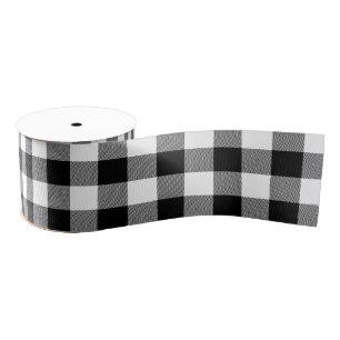 Classic White and Black Buffalo Check Grosgrain Ribbon