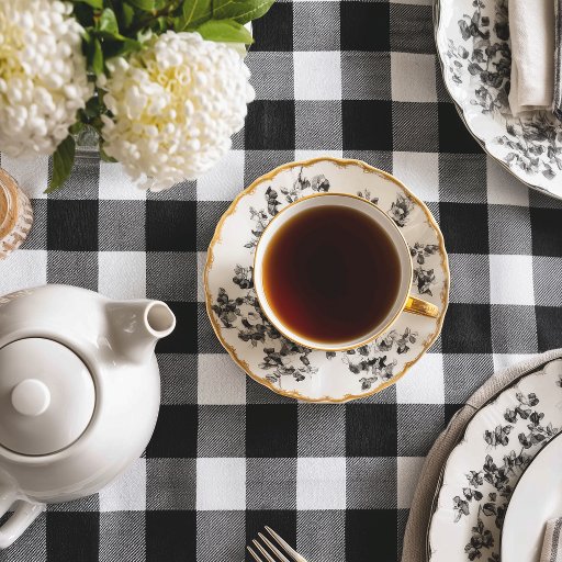 Classic White and Black Buffalo Plaid Fabric