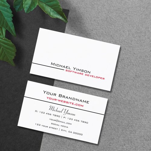 Classic White and Black Simply Cool Professional Business Card
