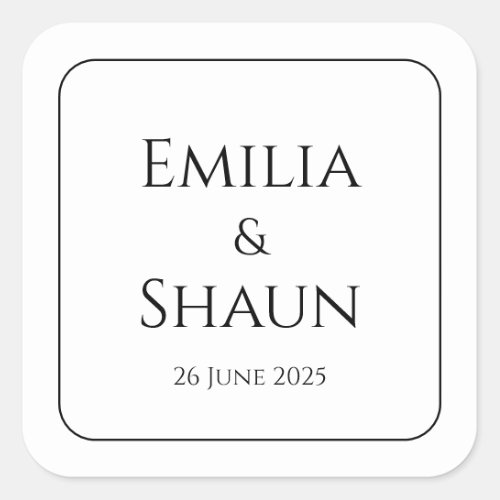 Classic White and Black Square Wedding Stickers