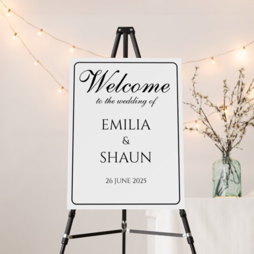 Classic White and Black Wedding Welcome Sign