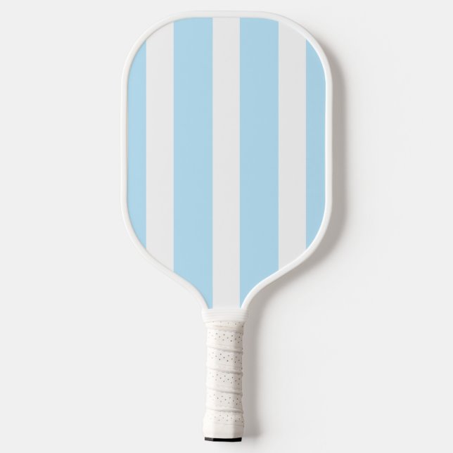 Classic White and Blue Stripes Pickleball Paddle (Back)