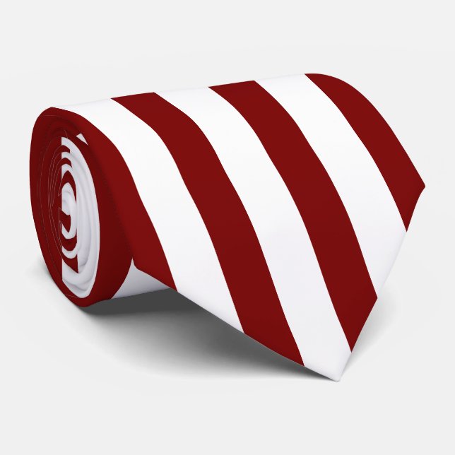 Classic White and Deep Red Striped Stylish Neck Tie (Rolled)