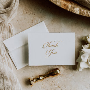 Classic White and Gold Calligraphy Fat Wedding Thank You Card