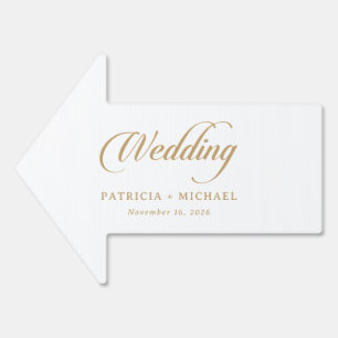 Classic White and Gold Calligraphy Wedding Sign