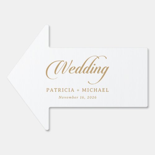 Classic White and Gold Calligraphy Wedding  Sign
