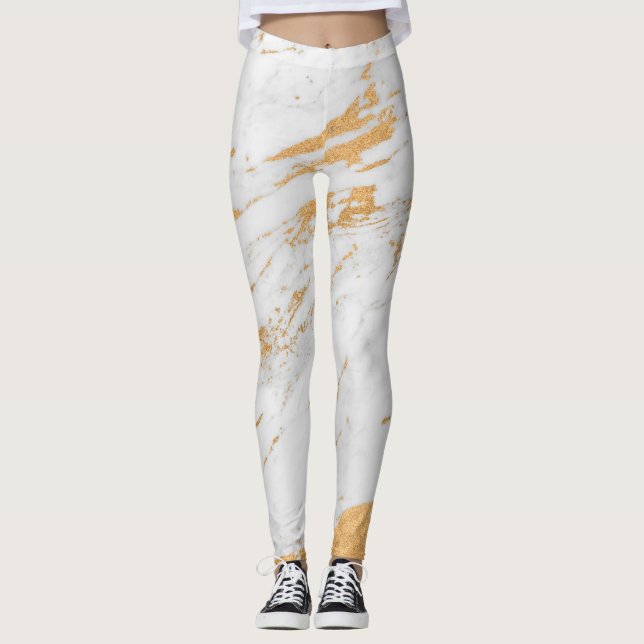 Classic white and gold stone leggings (Front)