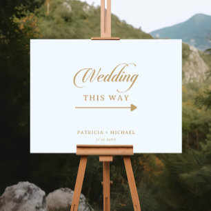 Classic White and Gold Wedding Direction Sign