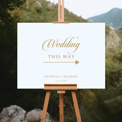 Classic White and Gold Wedding Direction Sign