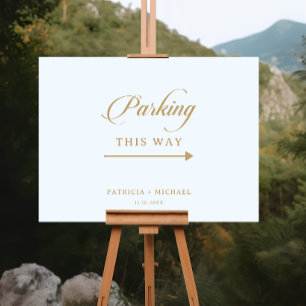 Classic White and Gold Wedding Parking Sign