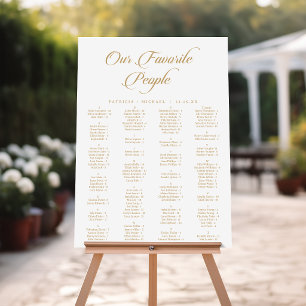 Classic White and Gold Wedding Seating Chart Foam Board