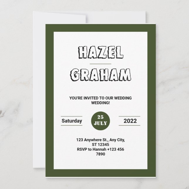 Classic White And Green Elegant Wedding Invitation (Front)