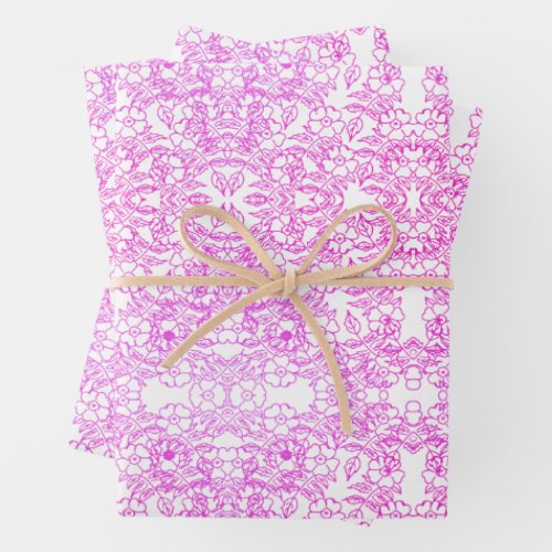 classic white and pink Floral watercolor elegant Wrapping Paper Sheets