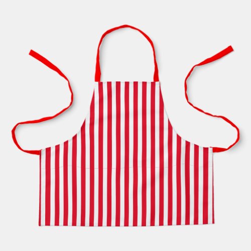 Classic White and Red Vertical Stripes Apron