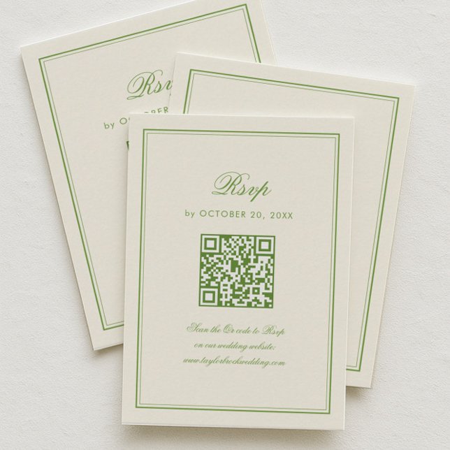 Classic White and Sage Green Wedding Response Enclosure Card (Creator Uploaded)
