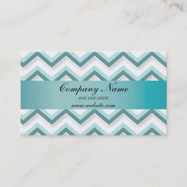 Classic White and Teal Zigzag Pocket 2019 Calendar Business Card (Front)