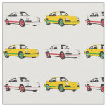 Classic White and Yellow Sports Car Fabric