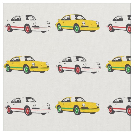 Classic White and Yellow Sports Car Fabric Zazzle