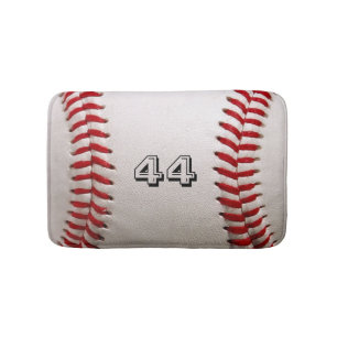 Classic White Baseball with Custom Jersey Number Bath Mat