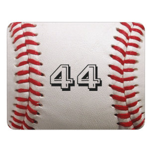 Classic White Baseball with Custom Jersey Number Door Sign