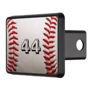 Classic White Baseball with Custom Jersey Number Hitch Cover