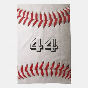 Classic White Baseball with Custom Jersey Number Kitchen Towel