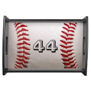 Classic White Baseball with Custom Jersey Number Serving Tray
