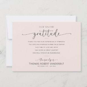 Classic White & Black Minimalist Funeral Thank You Card