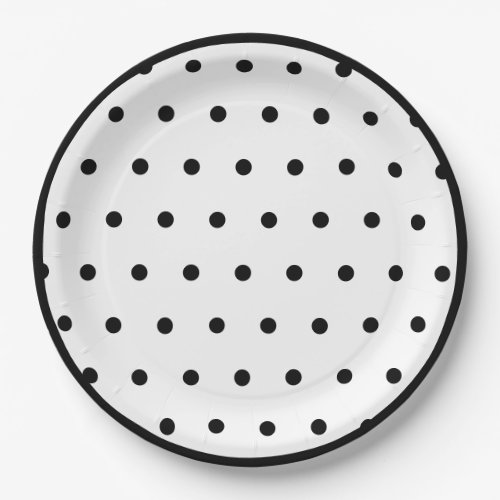 Classic White Black Polka Dots  Paper Plates