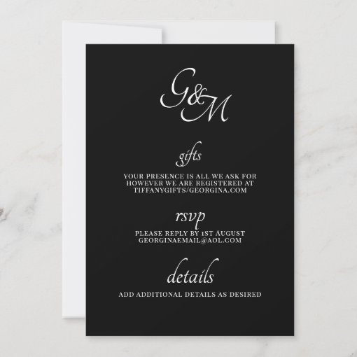 Classic White Black Typography Wedding Invitation | Zazzle