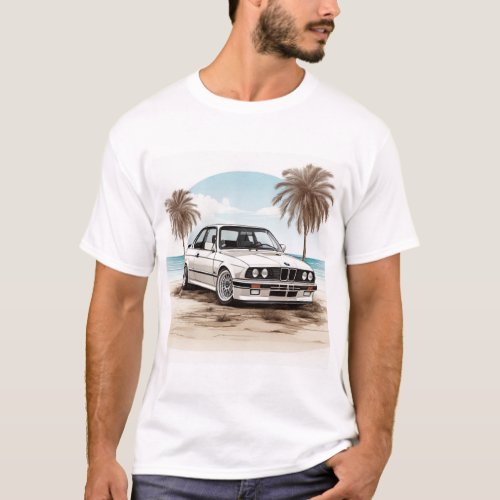 Classic White BMW M3 Tee _ Timeless Beach Style