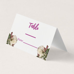 Classic White Botanical Flora Place Card Numbers