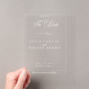 Classic White Calligraphy Wedding Save The Date
