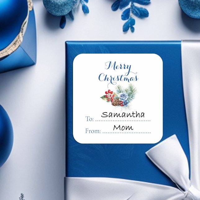 Classic White Christmas Decoration Square Sticker (Creator Uploaded)