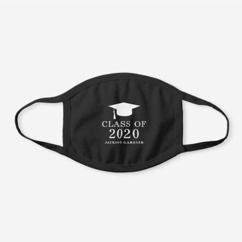 Classic White Class of 2020 Graduation Cap Black Cotton Face Mask