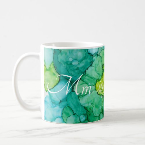 Classic white coffee mug Blue_Greens Flowers