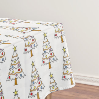 Classic White Colorful Christmas Tree Tablecloth